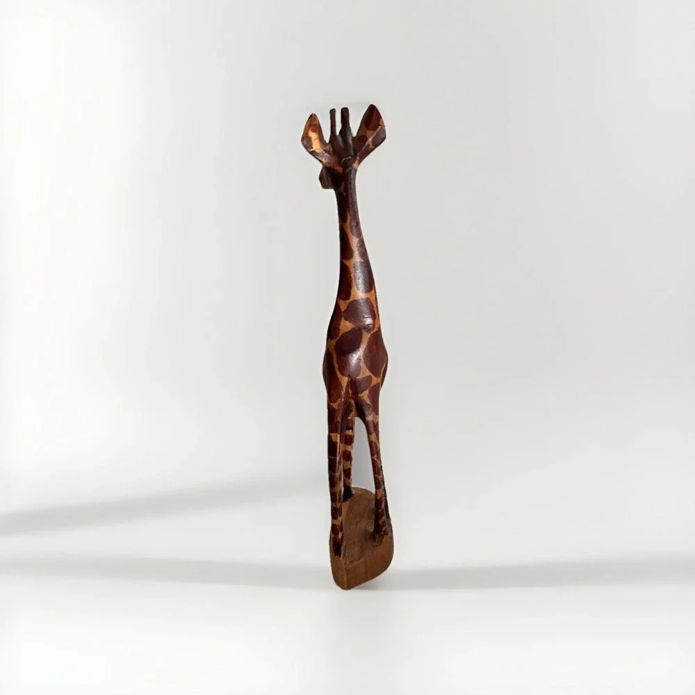 Hand Carved Wooden Giraffe Genuine Besmo Carved In Kenya 12